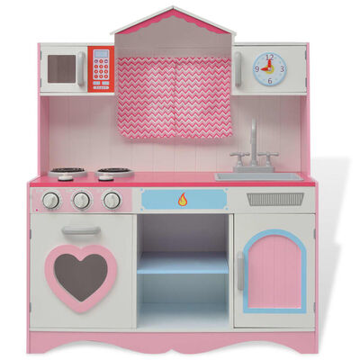 vidaXL Toy Kitchen Wood 82x30x100 cm Pink and White