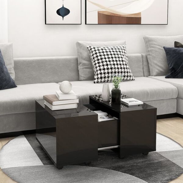 vidaXL Coffee Table High Gloss Black 60x60x38 cm Engineered Wood
