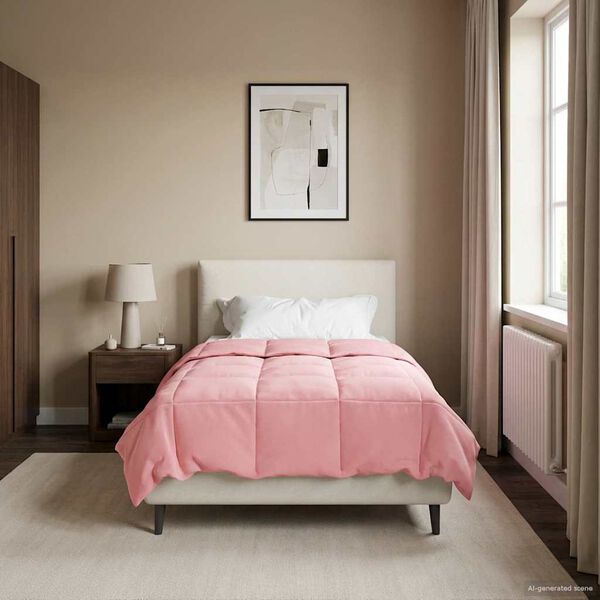 vidaXL Full Year Duvet Quilted Pink 155 x 220 cm Microfiber