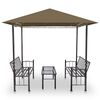 vidaXL Garden Pavilion with Table and Benches 2.5x1.5x2.4 m Taupe 180 g/m²
