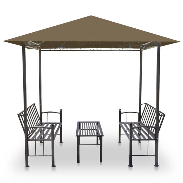 vidaXL Garden Pavilion with Table and Benches 2.5x1.5x2.4 m Taupe 180 g/m²