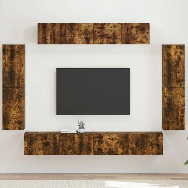 vidaXL TV Cabinet 8 pcs Smoked Oak