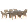 vidaXL Garden Dining Set with Cushion 9 pcs Beige Poly Rattan