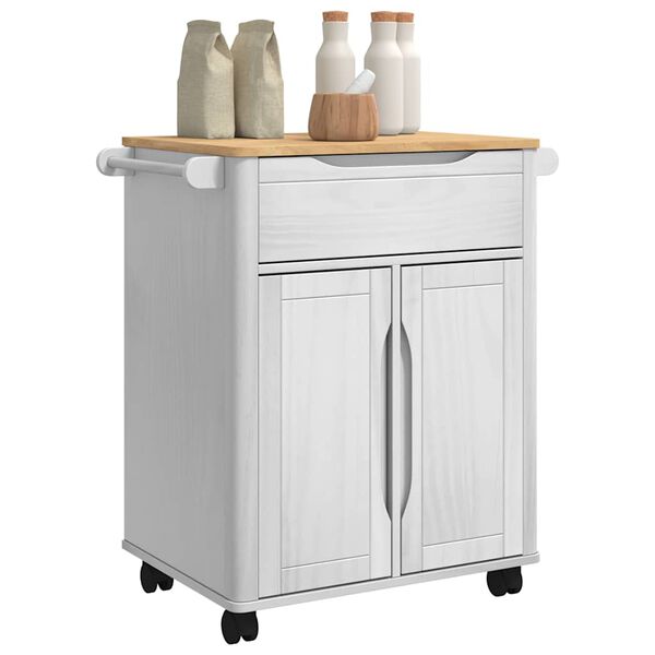 vidaXL Kitchen Trolley White 72.5 x 45 x 80 cm Solid Pine Wood