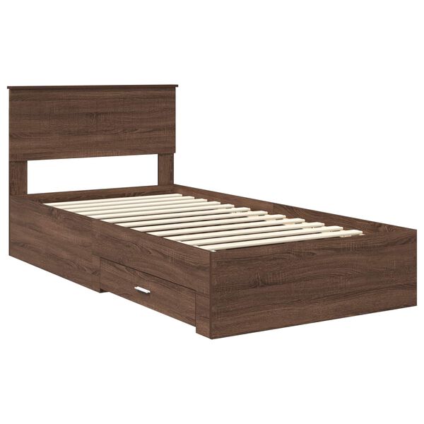 vidaXL Bed Frame Brown Oak and Silver 100 x 200 cm Engineered Wood