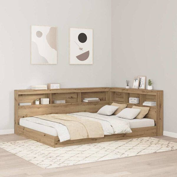 vidaXL Storage Headboard with Shelf Artisan Oak 160 cm Engineered Wood