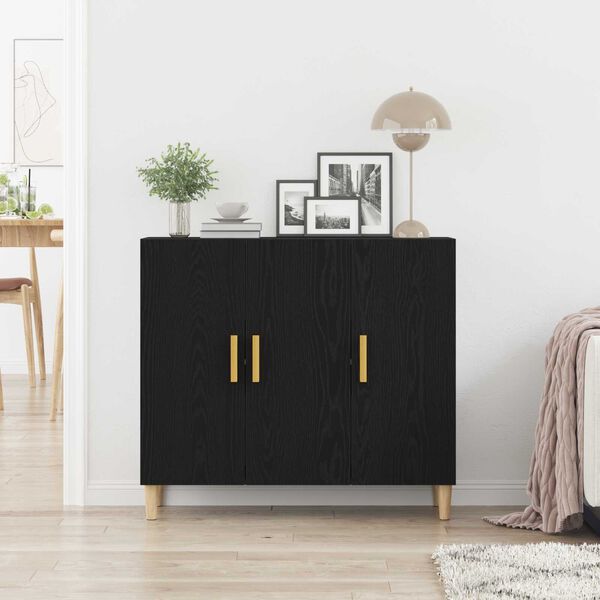 vidaXL Sideboard Black Oak 90 x 34 x 80 cm Engineered Wood