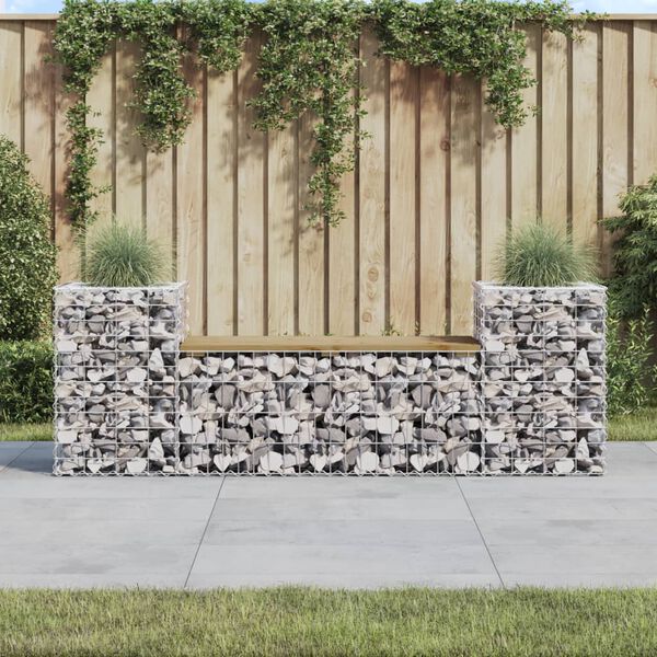 vidaXL Garden Bench Gabion Design 183x41x60.5 cm Impregnated Wood Pine