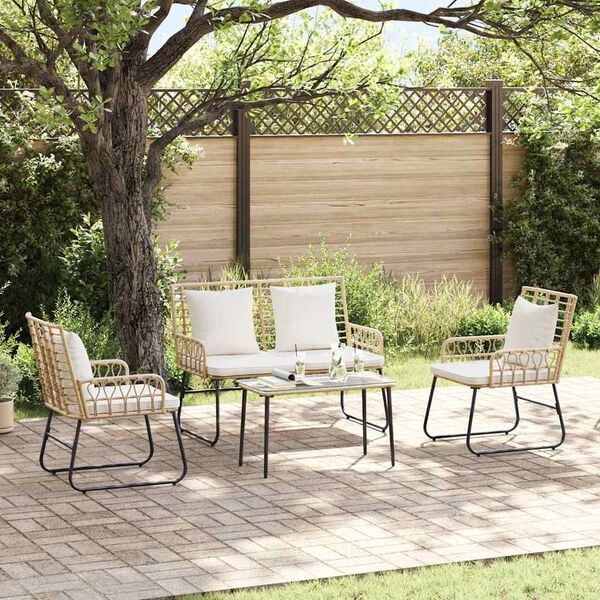 vidaXL Garden Dining Set 3 pcs Brown and Cream Poly Rattan