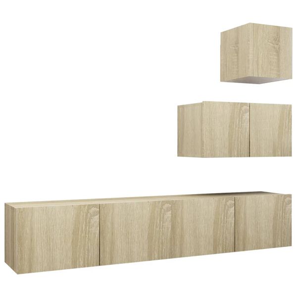 vidaXL 4 Piece TV Cabinet Set Sonoma Oak Engineered Wood