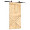 vidaXL Sliding Door Natural and Black 100 x 210 cm Solid Pine Wood