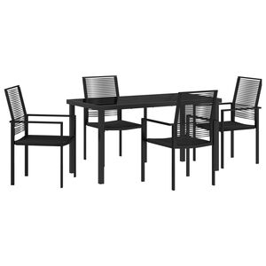 vidaXL Garden Dining Set 5 pcs Black Powder-Coated Steel