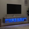 vidaXL TV Cabinets with LED Lights 2 pcs Grey Sonoma 80x30x30 cm