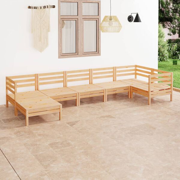 vidaXL 7 Piece Garden Lounge Set Solid Wood Pine