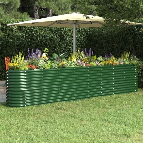 vidaXL Garden Raised Bed Powder-coated Steel 332x40x68 cm Green