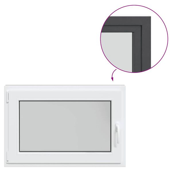 vidaXL Basement Window "RISOR" 90x70 cm Tilt&Turn DIN Left Anthracite