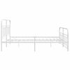 vidaXL Metal Bed Frame without Mattress with Footboard White 180x200cm