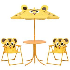 vidaXL 3 Piece Kids' Garden Bistro Set with Parasol Yellow