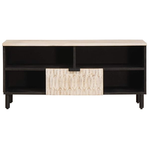 vidaXL TV Cabinet with Drawer White Wash Finish 100 x 33.5 x 46 cm