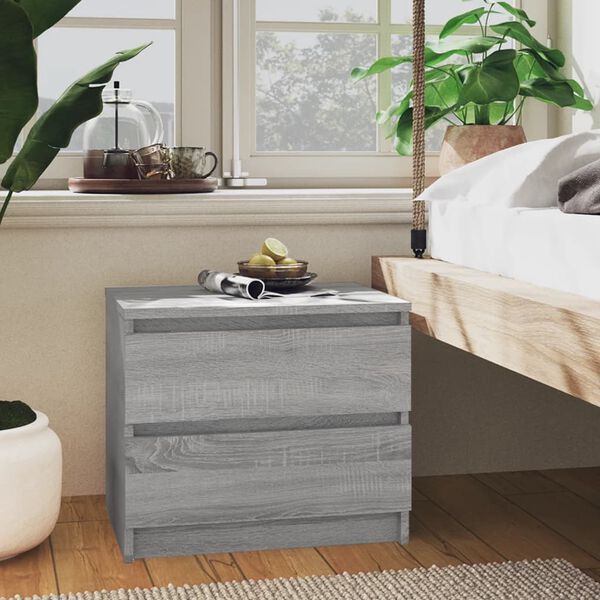 vidaXL Bed Cabinets 2 pcs Grey Sonoma 50x39x43.5 cm Engineered Wood