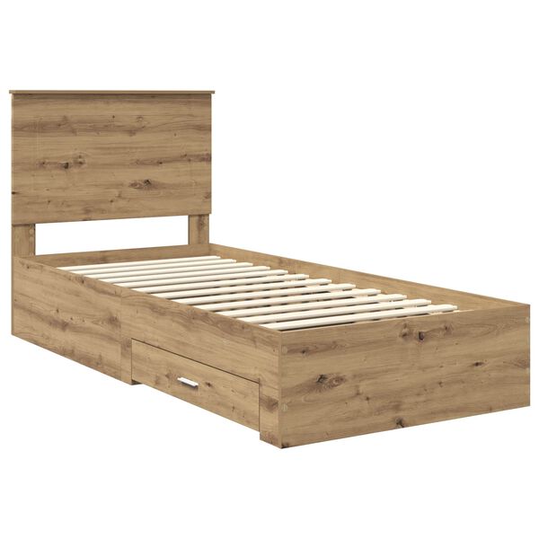vidaXL Bed Frame with Drawer Artisan Oak 90 x 200 cm Engineered Wood