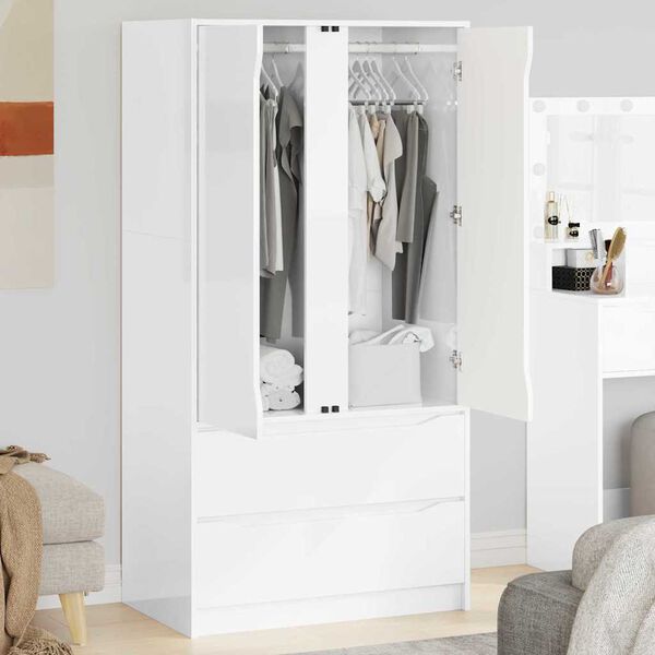 vidaXL Cabinet High Gloss White 79.5 x 49 x 156 cm Engineered Wood