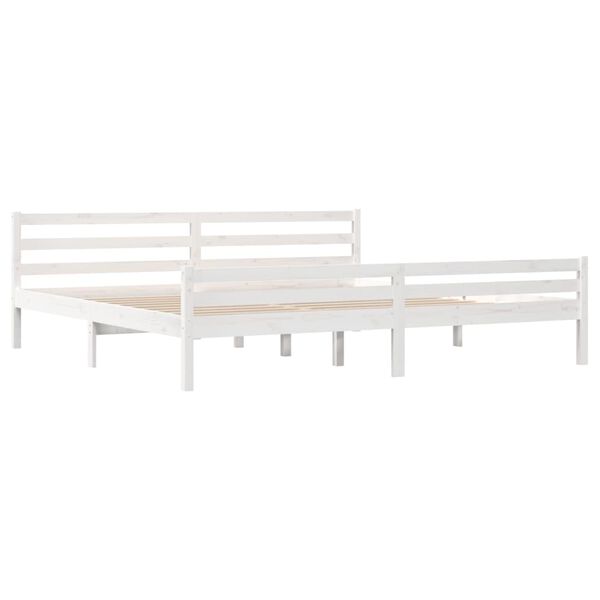 vidaXL Bed Frame without Mattress White Solid Wood 180x200 cm Super King