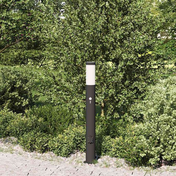 vidaXL Bollard Light with Sensor&Outlet 80 cm Stainless Steel IP44