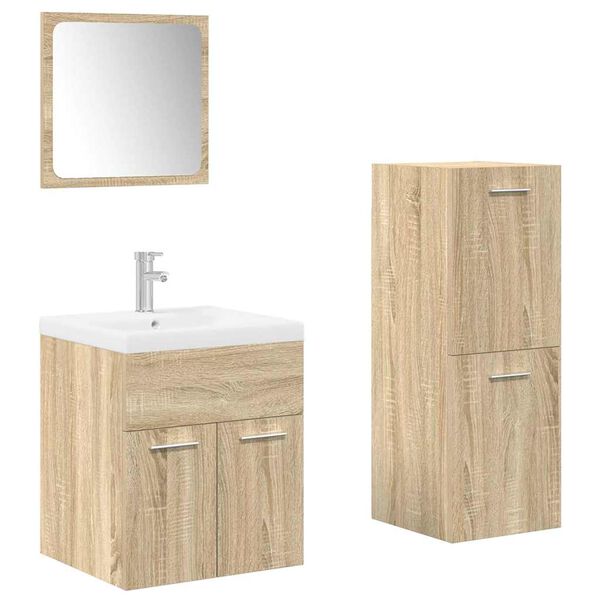 vidaXL 4 Piece Bathroom Furniture Set Sonoma Oak Engineered Wood