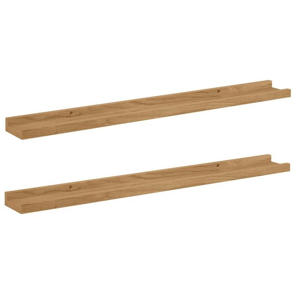 vidaXL Wall Shelf with Shelf 2 pcs Brown 80 x 9 x 3 cm Engineered Wood
