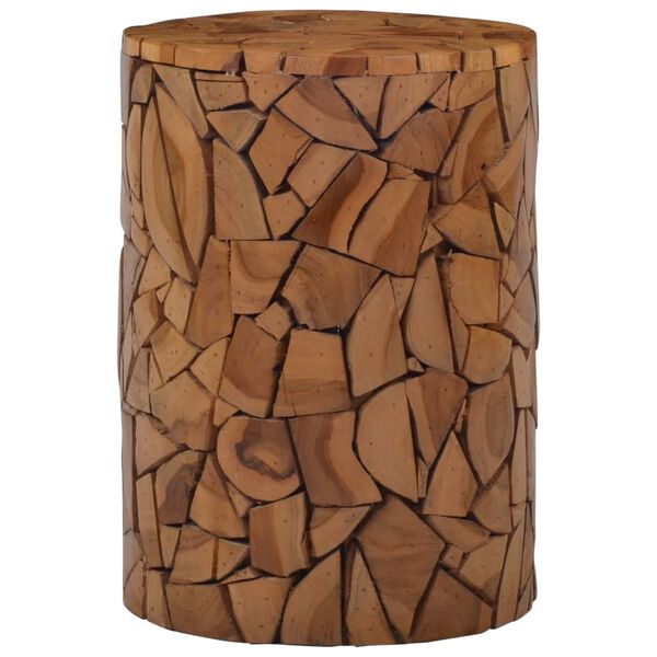 vidaXL Mosaic Stool Brown Solid Teak Wood