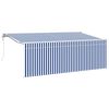 vidaXL Retractable Awning Blue and white 350 x 200 cm Fabric and metal