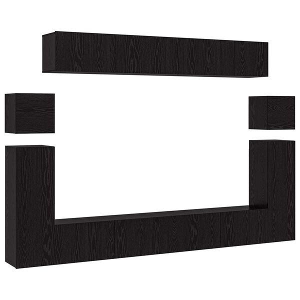 vidaXL TV Cabinet Set Wall-mounted 8 pcs Black Oak Engineered Wood