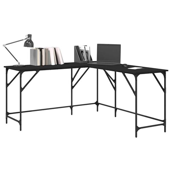 vidaXL Desk Black 149x149x75 cm Engineered Wood