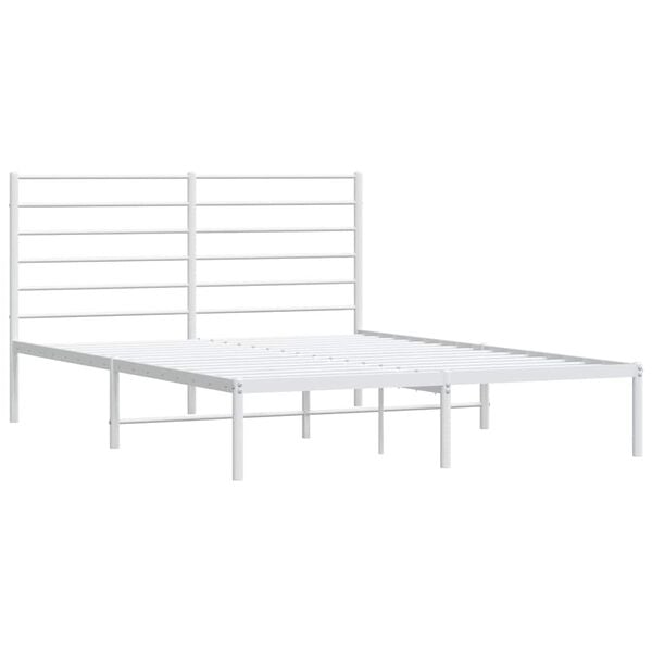 vidaXL Metal Bed Frame without Mattress with Headboard White 140x200cm