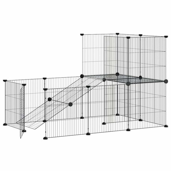 vidaXL 20-Panel Pet Cage with Door Black 35x35 cm Steel