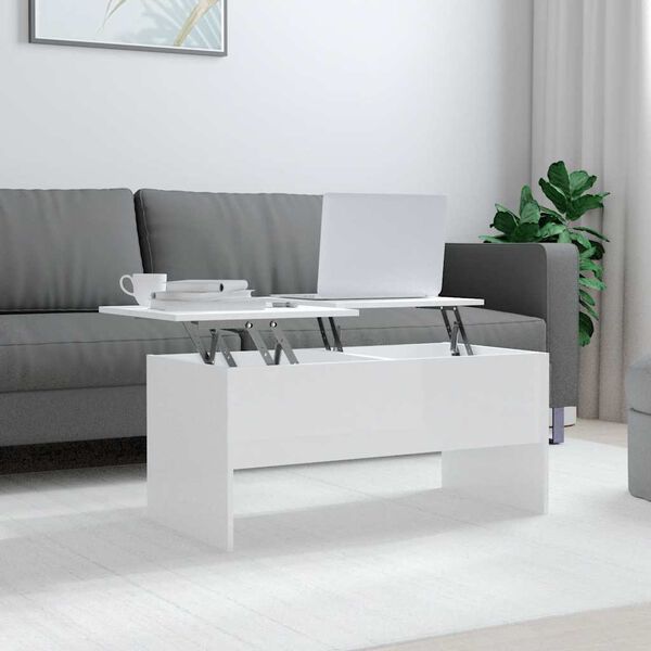 vidaXL Coffee Table High Gloss White 102x50.5x46.5 cm Engineered Wood