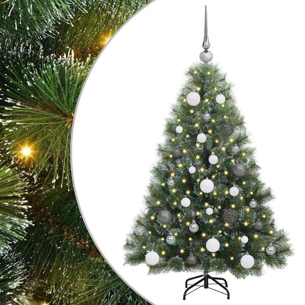 vidaXL Artificial Christmas Tree with 150 LEDs Green 120 cm PE and PVC