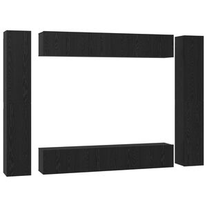 vidaXL TV Cabinet Set 10 pcs Black Oak Engineered Wood