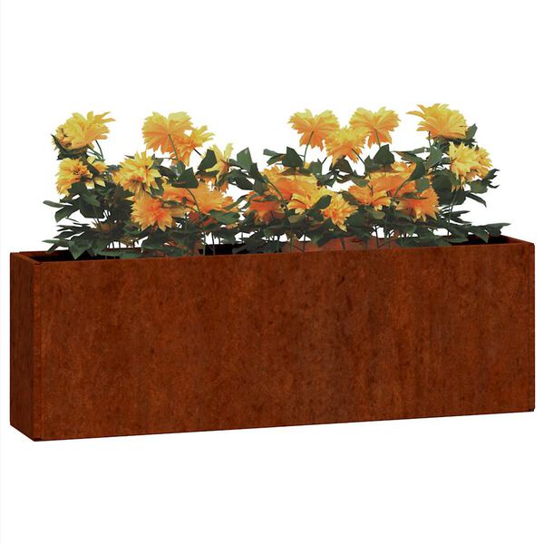 vidaXL Wall Planters 2 pcs Rusty Corten Steel 53x10x17 cm