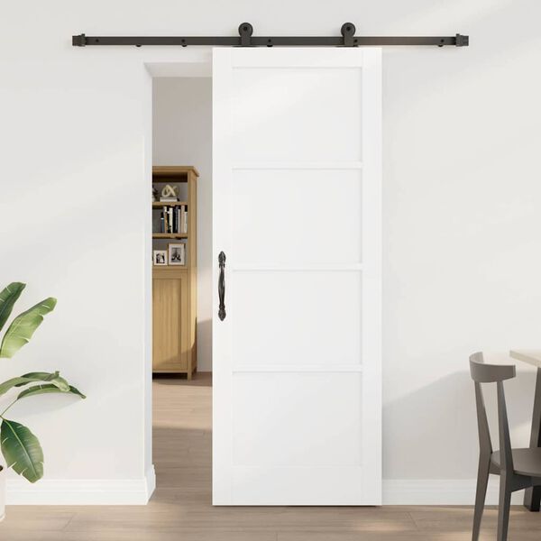 vidaXL Sliding Door White and Black 78 x 211 cm Solid Pine Wood