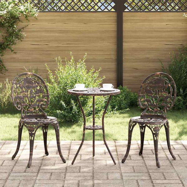 vidaXL Garden Bistro Set 3 pcs Bronze Aluminium
