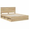 vidaXL Bed Frame with Headboard Sonoma 160 x 200 cm Solid Pine Wood