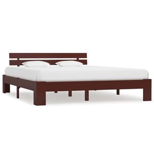 vidaXL Bed Frame without Mattress Dark Brown Solid Pine Wood 160x200 cm