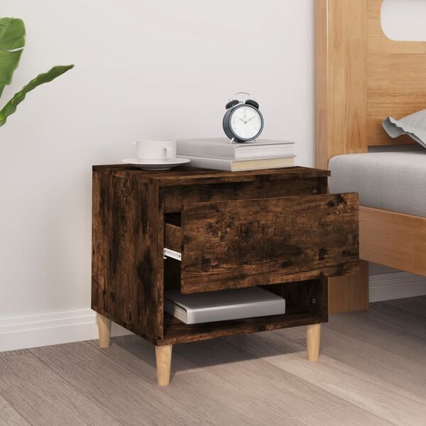 vidaXL Bedside Table Smoked Oak 50x46x50 Engineered Wood