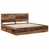vidaXL Bed Frame with Headboard Old Wood 200 x 200 cm Solid Pine Wood