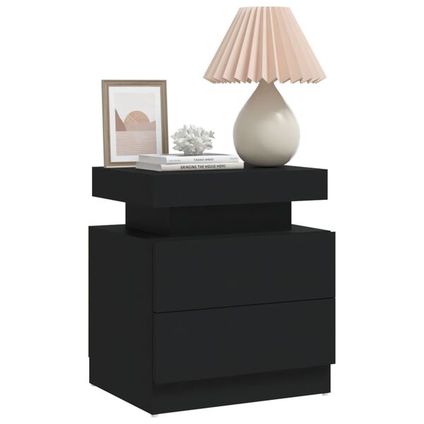 vidaXL Bedside Cabinet Black 45x35x52 cm Engineered Wood