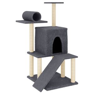 vidaXL Cat Tree with Sisal Scratching Posts Dark Grey 110.5 cm