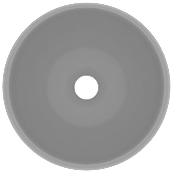 vidaXL Luxury Wash Basin Round Matt Light Grey 40x15 cm Ceramic