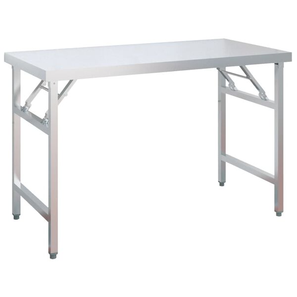 vidaXL Kitchen Work Table with Overshelf 120x60x145 cm Stainless Steel